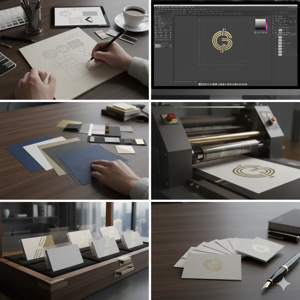 Step-by-step design process for custom business cards