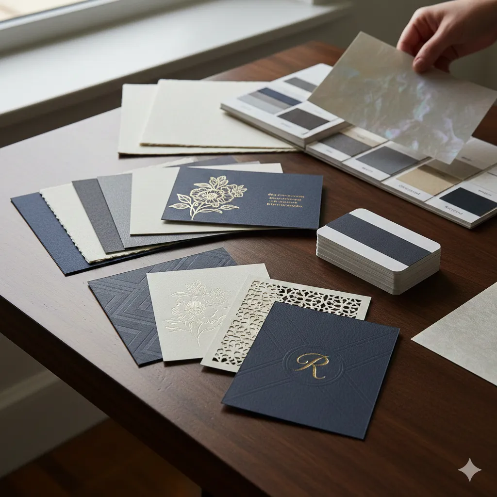 Showcase of premium paper materials and printing finishes